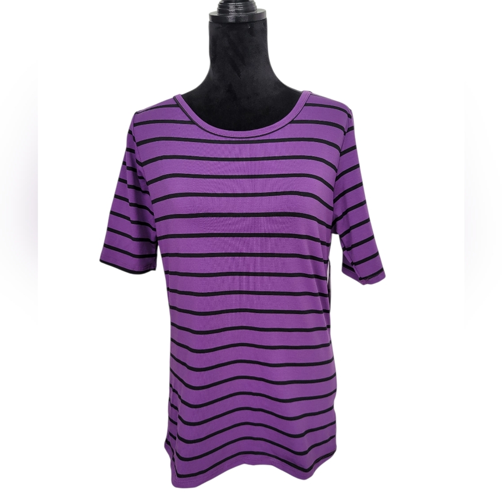 NWT LuLaRoe Gigi Purple and Black Striped Casual Top